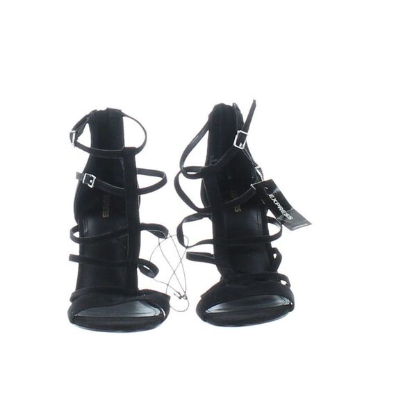 Express Black Strappy Cage Heeled Sandals - Picture 7 of 10